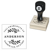 Aangepaste retour adresstempel met bladeren rubberstempel (Gestempeld)