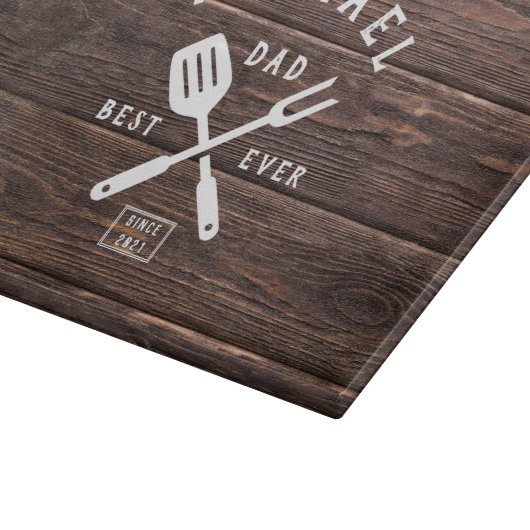 Aangepaste retro BEST DAD OOIT Rustige, donkere ho Snijplank (Hoek)