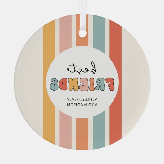 Aangepaste Retro Beste Vrienden BFFs Schattigee Be Glas Ornament (Achterkant)