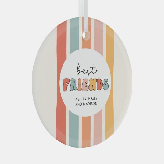 Aangepaste Retro Beste Vrienden BFFs Schattigee Be Glas Ornament (Voorkant Rechts)