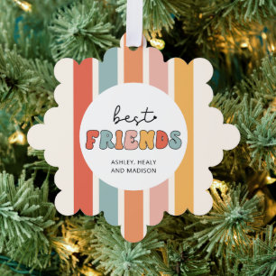 Aangepaste Retro Beste Vrienden BFFs Schattigee Be Ornament Kaart