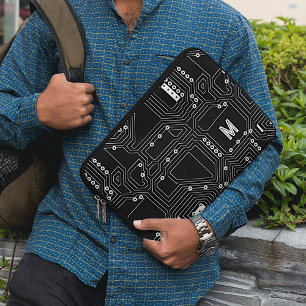 Aangepaste Retro Black White Computer Circuit Boar Laptop Sleeve
