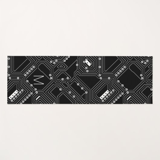 Aangepaste Retro Black White Computer Circuit Boar Yogamat (Voorkant (horizontaal))