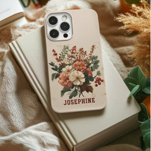 Aangepaste Retro Bloemen Meidoorn iPhone 14 Stevig Case-Mate iPhone 14 Pro Hoesje