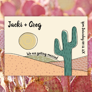 Aangepaste Retro Boho Desert Cactus Bruiloft Kaart