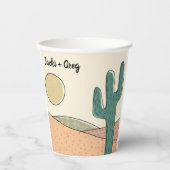 Aangepaste Retro Boho Desert Cactus Bruiloft Papieren Bekers (Voorkant)