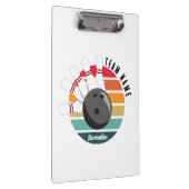 Aangepaste Retro Bowling Pins Team & Speler Naam Klembord (Rechts)