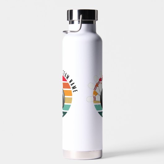 Aangepaste Retro Bowling Pins Team & Speler Naam Waterfles (Rechts)