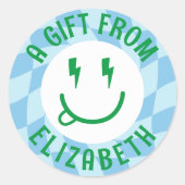 Aangepaste Retro Boys Happy Face Verjaardag Sticke Ronde Sticker (Voorkant)