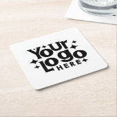 Aangepaste Retro Business Logo Marketing Branding Vierkante Kartonnen Onderzetter (Schuin)