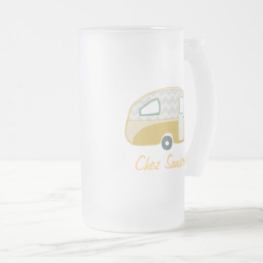 Aangepaste Retro Caravan Beer Glass Matglas Bierpul (Voorkant rechts)