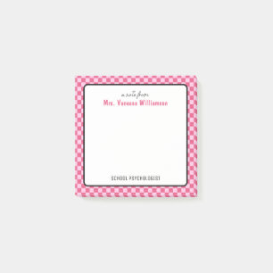 Aangepaste retro check patroon school psycholoog post-it® notes