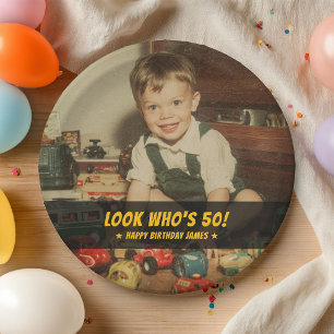 Aangepaste Retro Cool Fun Verjaardagsfeest Foto Papieren Bordje