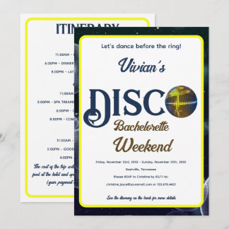 Aangepaste Retro Disco Bachelorette Weekend Kaart