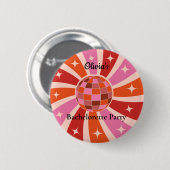 Aangepaste Retro Disco bal Bachelorette feest  Ronde Button 5,7 Cm (Voorkant /achterkant)