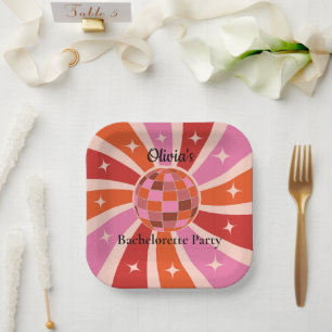 Aangepaste Retro Disco bal Meidenavakantie Papieren Bordje