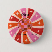 Aangepaste Retro Disco bal vrijgezellenfeest  Ronde Button 5,7 Cm (Voorkant)