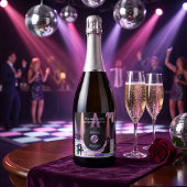 Aangepaste Retro Disco Bruiloft Sparkling Wijnetiket