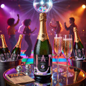 Aangepaste Retro Disco Bruiloft Sparkling Wijnetiket