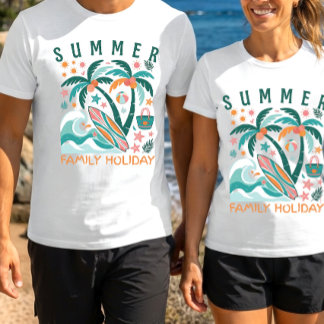 Aangepaste Retro Familie Strandvakantie T-shirt