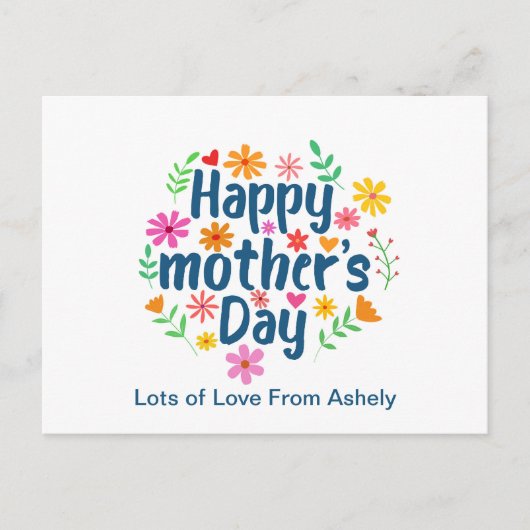 Aangepaste Retro Floral Happy Mothers Day Briefkaart (Voorkant)
