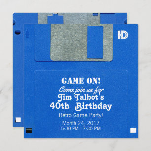 Aangepaste Retro Game Birthday Nodig diskette 3.5  Kaart