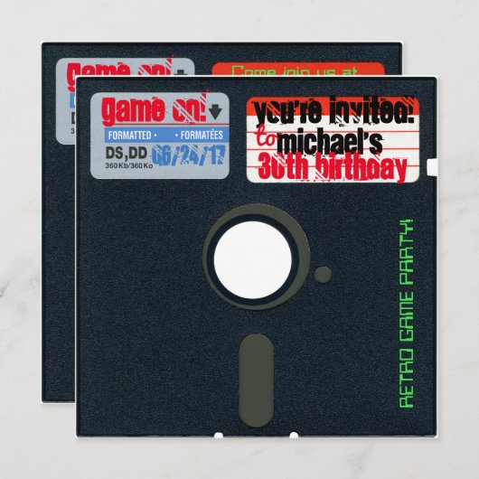 Aangepaste Retro Game Birthday Noteer diskette 5.2 Kaart (Voorkant / Achterkant)