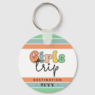 Aangepaste retro Girls-reis   Meisweekend Getaway Sleutelhanger