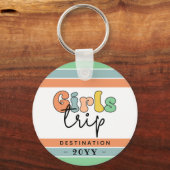 Aangepaste retro Girls-reis | Meisweekend Getaway Sleutelhanger (Achterkant)