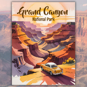 Aangepaste Retro Grand Canyon Waterverf Road Trip Briefkaart