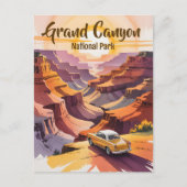 Aangepaste Retro Grand Canyon Waterverf Road Trip Briefkaart (Voorkant)