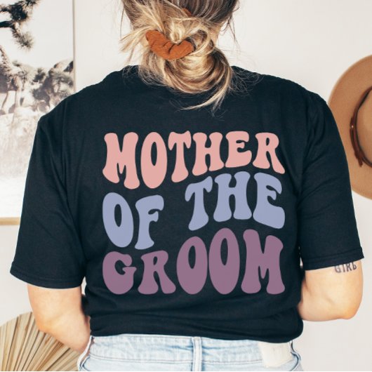 Aangepaste Retro Groovy bruidegom Moeder Bruiloft  T-shirt
