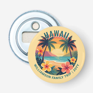 Aangepaste Retro Hawaï Tropische Vakantie Familie Button Flesopener