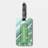 Aangepaste Retro Hip Tropical Green Palm Leafs Pat Bagagelabel (Achterkant verticaal)