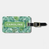 Aangepaste Retro Hip Tropical Green Palm Leafs Pat Bagagelabel (Voorkant horizontaal)