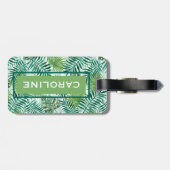 Aangepaste Retro Hip Tropical Green Palm Leafs Pat Bagagelabel (Achterkant horizontaal)
