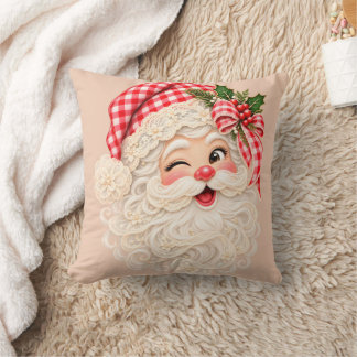 Aangepaste Retro Kant Kerstman, Prettig Kerstfeest Kussen