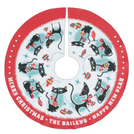 Aangepaste Retro Kerstkatten Kerstboom Rok