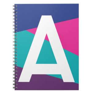 Aangepaste Retro Kleurblok Monogram Notitieboek