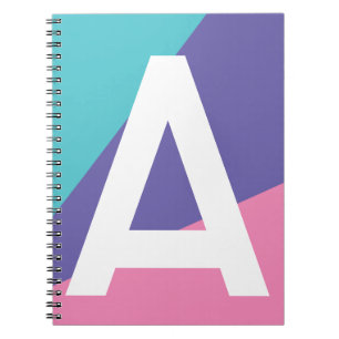 Aangepaste Retro Kleurblok Monogram Notitieboek