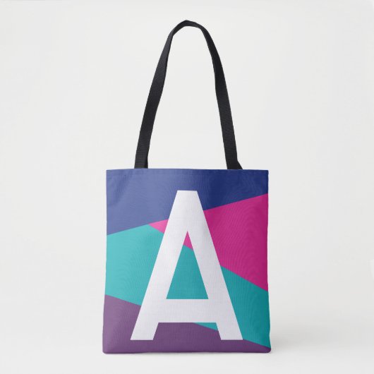Aangepaste Retro Kleurblok Monogram Tas (Voorkant)