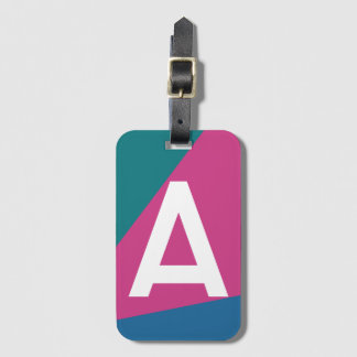 Aangepaste Retro Kleurenblok Monogram Bagagelabel