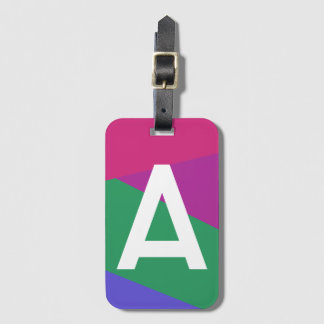 Aangepaste Retro Kleurenblok Monogram Bagagelabel