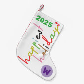 Aangepaste retro kleurrijke vrolijkste feestdagen kleine kerstsok (Voorkant (Hangend))