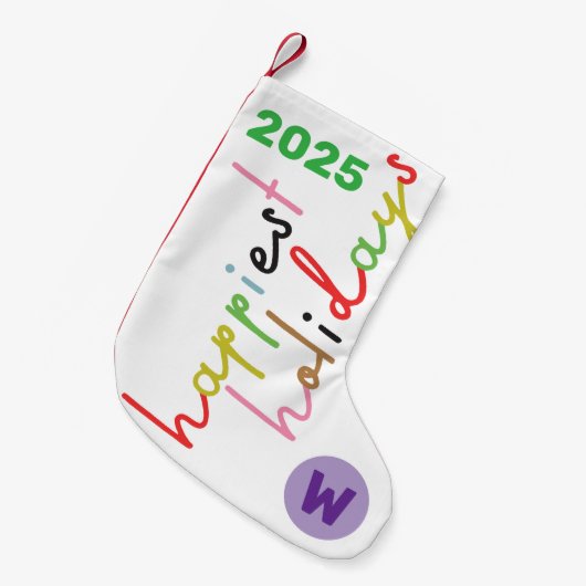 Aangepaste retro kleurrijke vrolijkste feestdagen kleine kerstsok (Voorkant (Hangend))