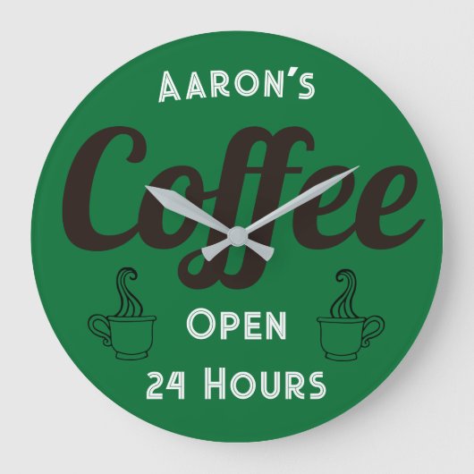 Aangepaste Retro Koffiezaak Klok (Voorkant)