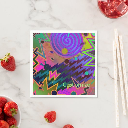 Aangepaste Retro Mania 80's Abstracte Napkins Servetten (Insitu)