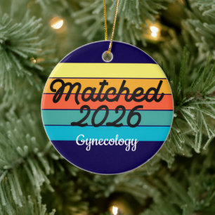 Aangepaste Retro Match Day 2025 Medische Residenti Keramisch Ornament