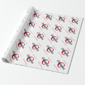 Aangepaste Retro Monogram White Red Black Holiday Cadeaupapier (Uitgerold)