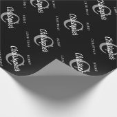 Aangepaste Retro Monogram zwart en witte kerst Cadeaupapier (Hoek)